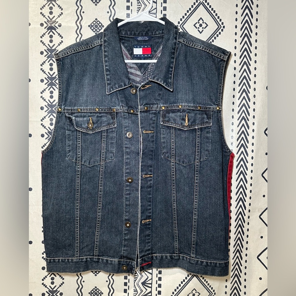 Y2K 2001 Tommy Hilfiger Denim Jacket Vest-‎ Men Size Large